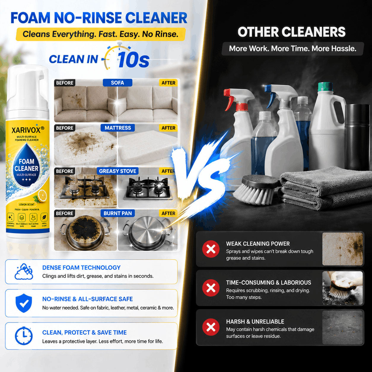 🔥Last Day 50% OFF🔥 Foam No-Rinse Cleaner — Spray, Wipe & Done