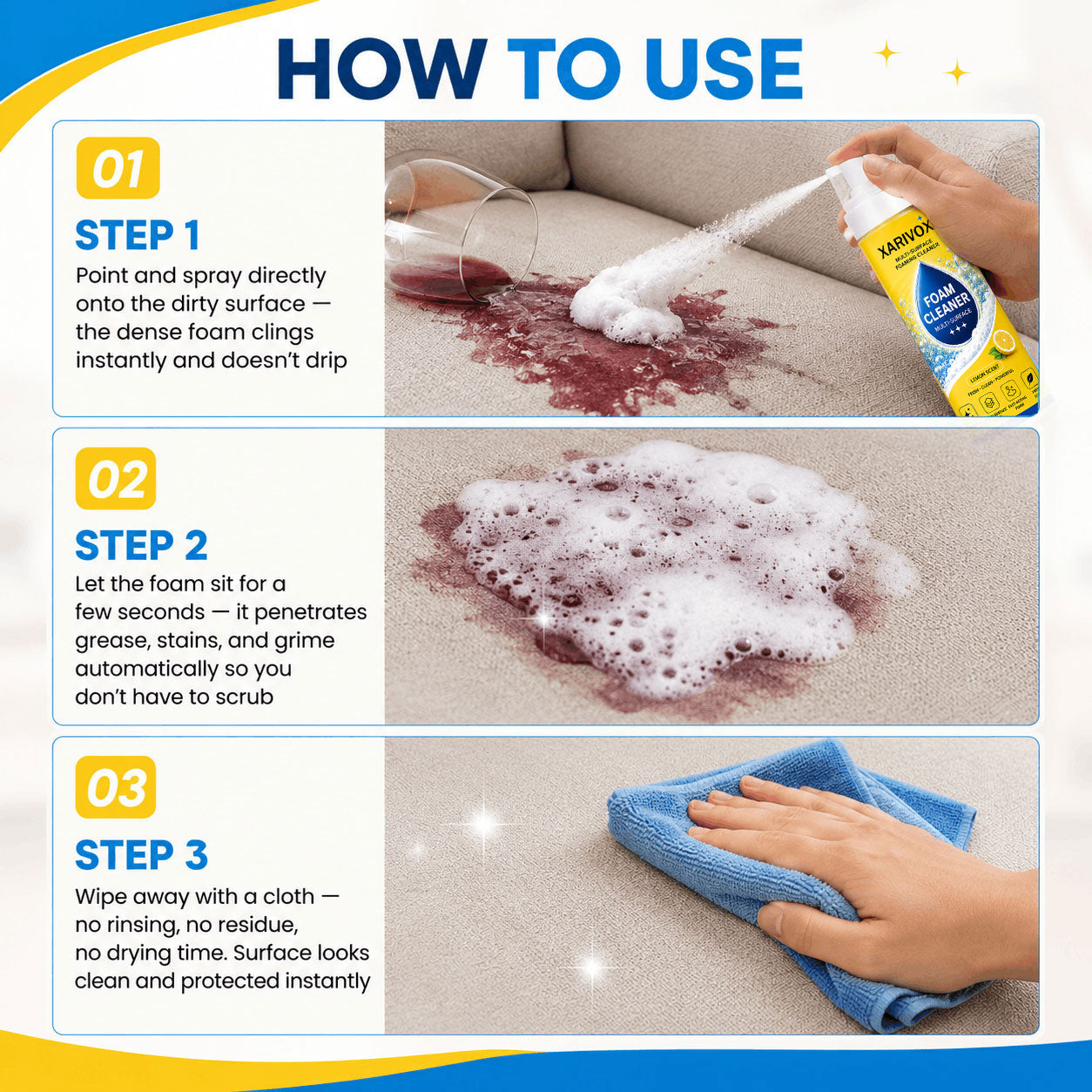 🔥Last Day 50% OFF🔥 Foam No-Rinse Cleaner — Spray, Wipe & Done