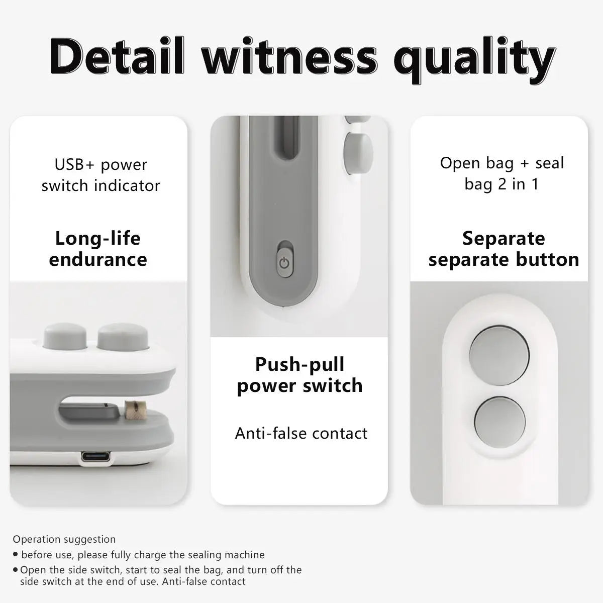 Remifa® Mini snack bag sealing machine,2 in 1 heat USB rechargeable snack bag selaer,plastic Electric bag sealers, keep food fresh. Portable Sealer Picnics