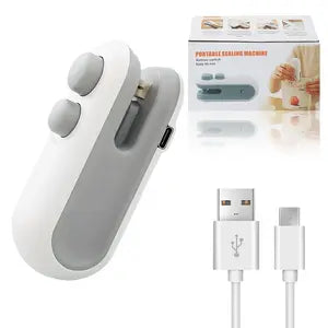 Remifa® Mini snack bag sealing machine,2 in 1 heat USB rechargeable snack bag selaer,plastic Electric bag sealers, keep food fresh. Portable Sealer Picnics