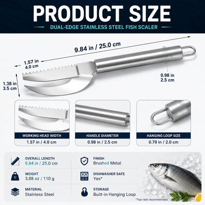 🔥Final 3 Hours: Buy 1, Get 3 FREE-Stainless Steel 3-in-1 Fish Cleaning Tool | Fish Maw Knife, Fish Scale Remover & Scraper for Kitchen