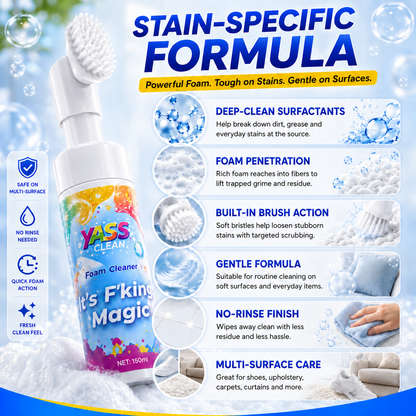 ⏳Last Day 50% OFF⏳- 🧹Clean Magic Foam Cleaner for Carpets & Upholstery – Pet Stain & Odour Remover with Cleaning Brush🧼🪄