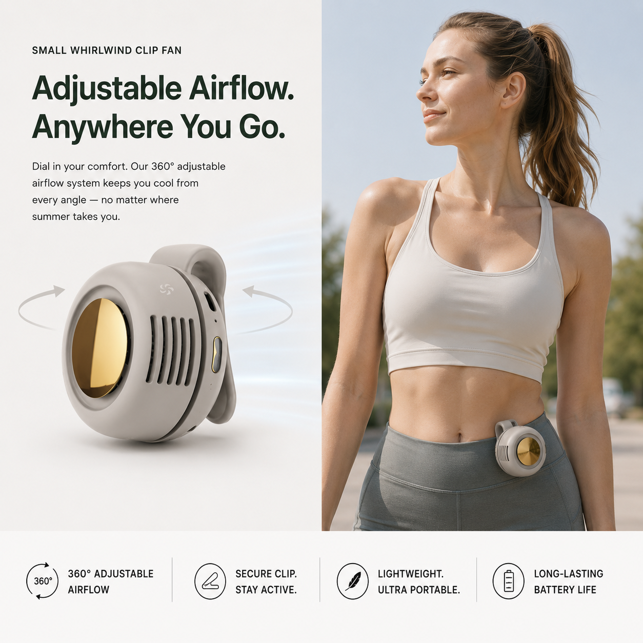 🔥Final 3 Hours: 50% OFF -Mini Bladeless Fan. Portable, rechargeable, and silent. Features 3 adjustable speeds, a rotating body, and versatile use as a handheld, waist-mounted, or phone cooling fan!