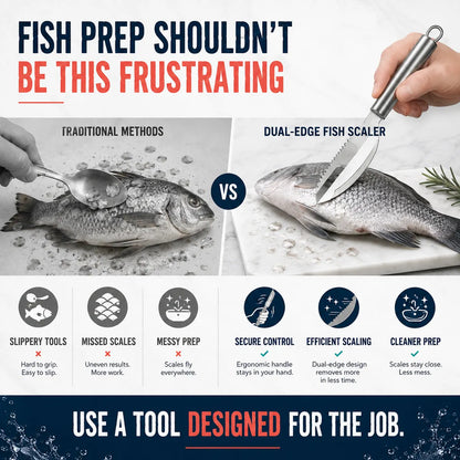 🔥Final 3 Hours: Buy 1, Get 3 FREE-Stainless Steel 3-in-1 Fish Cleaning Tool | Fish Maw Knife, Fish Scale Remover & Scraper for Kitchen