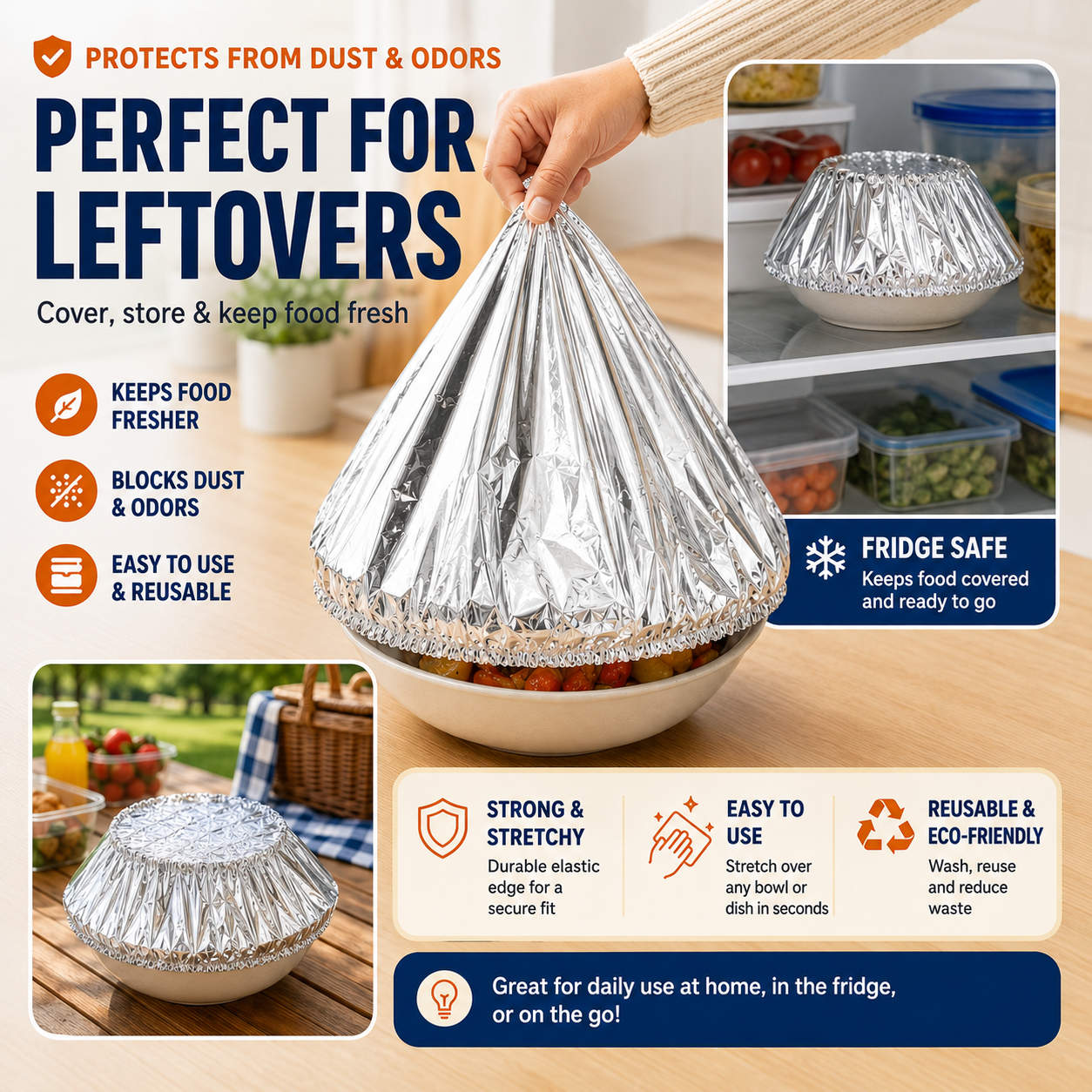 Reusable Heat-Locking Aluminum Foil Food Cover