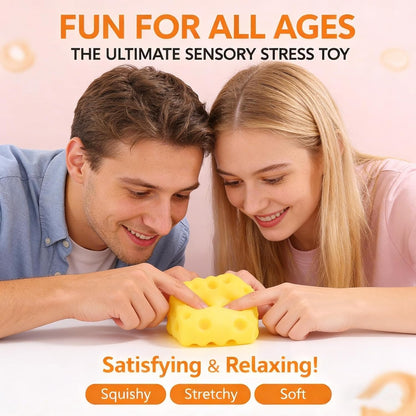 Squishy Cheese Block - Yellow, moldable fidget Toy with Squeeze Feature