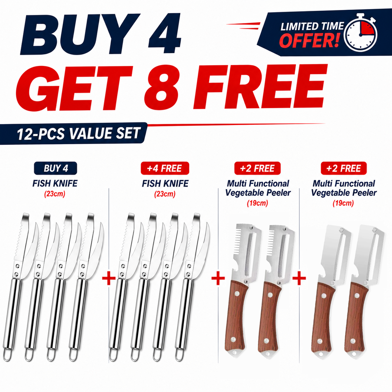 🔥Final 3 Hours: Buy 1, Get 3 FREE-Stainless Steel 3-in-1 Fish Cleaning Tool | Fish Maw Knife, Fish Scale Remover & Scraper for Kitchen