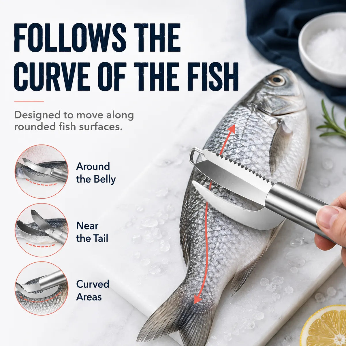 🔥Final 3 Hours: Buy 1, Get 3 FREE-Stainless Steel 3-in-1 Fish Cleaning Tool | Fish Maw Knife, Fish Scale Remover & Scraper for Kitchen