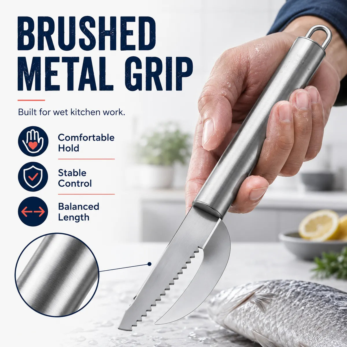 🔥Final 3 Hours: Buy 1, Get 3 FREE-Stainless Steel 3-in-1 Fish Cleaning Tool | Fish Maw Knife, Fish Scale Remover & Scraper for Kitchen