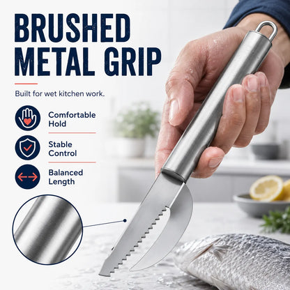 🔥Final 3 Hours: Buy 1, Get 3 FREE-Stainless Steel 3-in-1 Fish Cleaning Tool | Fish Maw Knife, Fish Scale Remover & Scraper for Kitchen