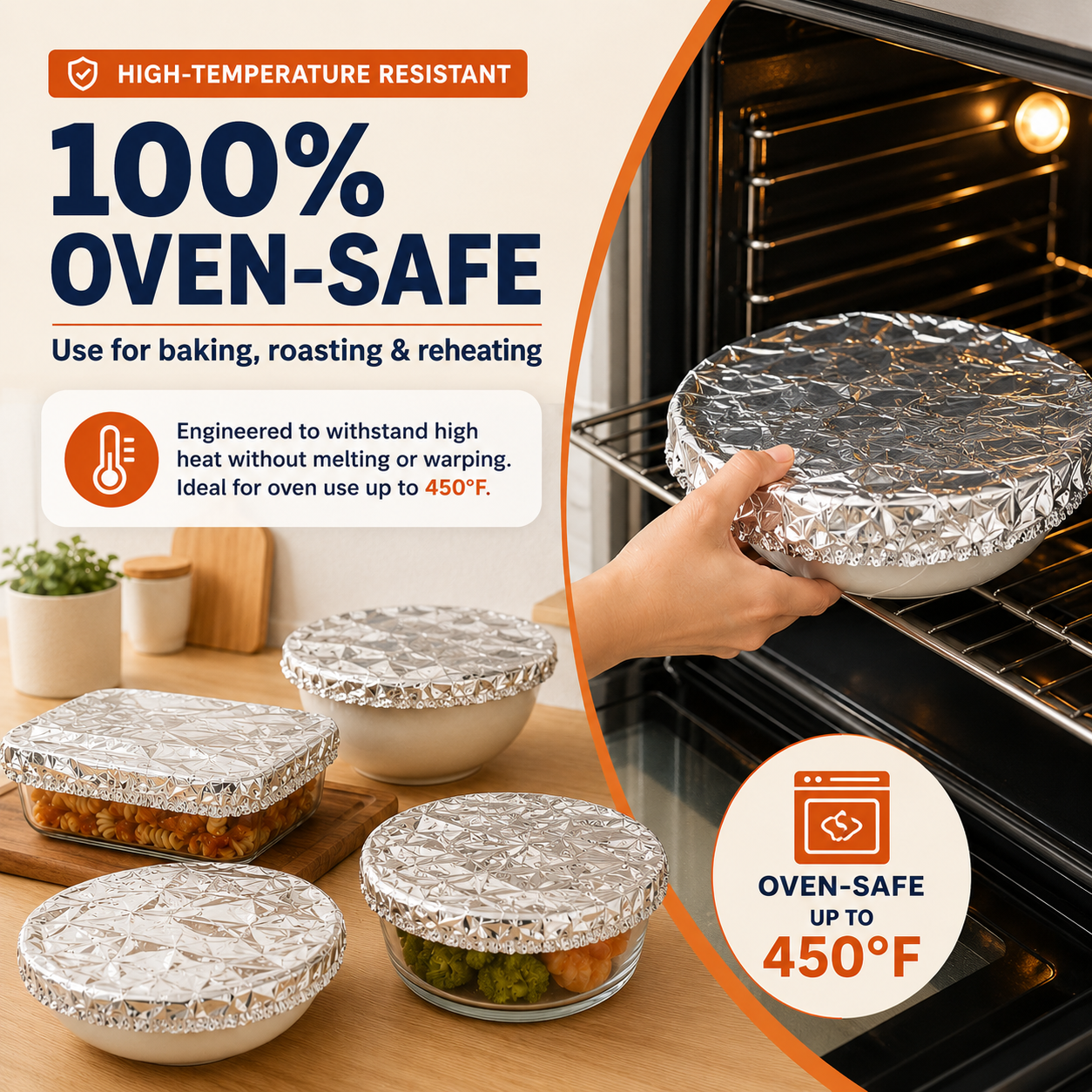 Reusable Heat-Locking Aluminum Foil Food Cover