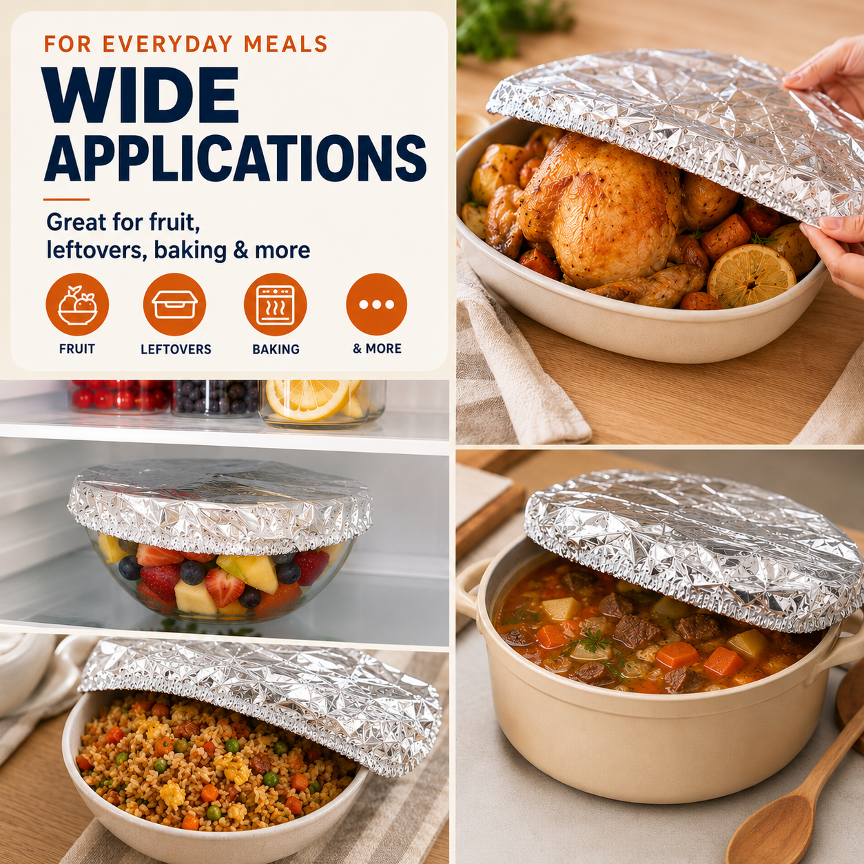 Reusable Heat-Locking Aluminum Foil Food Cover