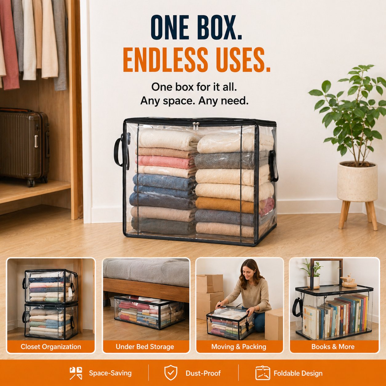 🎁💞LAST DAY 50% OFF ✨📦WYVCK®Large Heavy-Duty Thick Plastic Clear Storage