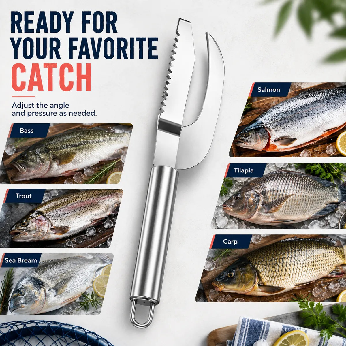 🔥Final 3 Hours: Buy 1, Get 3 FREE-Stainless Steel 3-in-1 Fish Cleaning Tool | Fish Maw Knife, Fish Scale Remover & Scraper for Kitchen