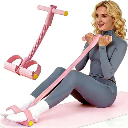 6-Strand Heavy Duty Abdominal Crunch Fitness Equipment – Leg & Core Workout, Sit-Up Assist, Home Gym Exercise, Non-Slip Foot Pedal & Resistance Bands