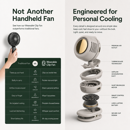 🔥Final 3 Hours: 50% OFF -Mini Bladeless Fan. Portable, rechargeable, and silent. Features 3 adjustable speeds, a rotating body, and versatile use as a handheld, waist-mounted, or phone cooling fan!