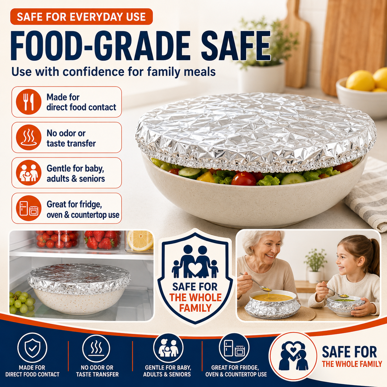 Reusable Heat-Locking Aluminum Foil Food Cover