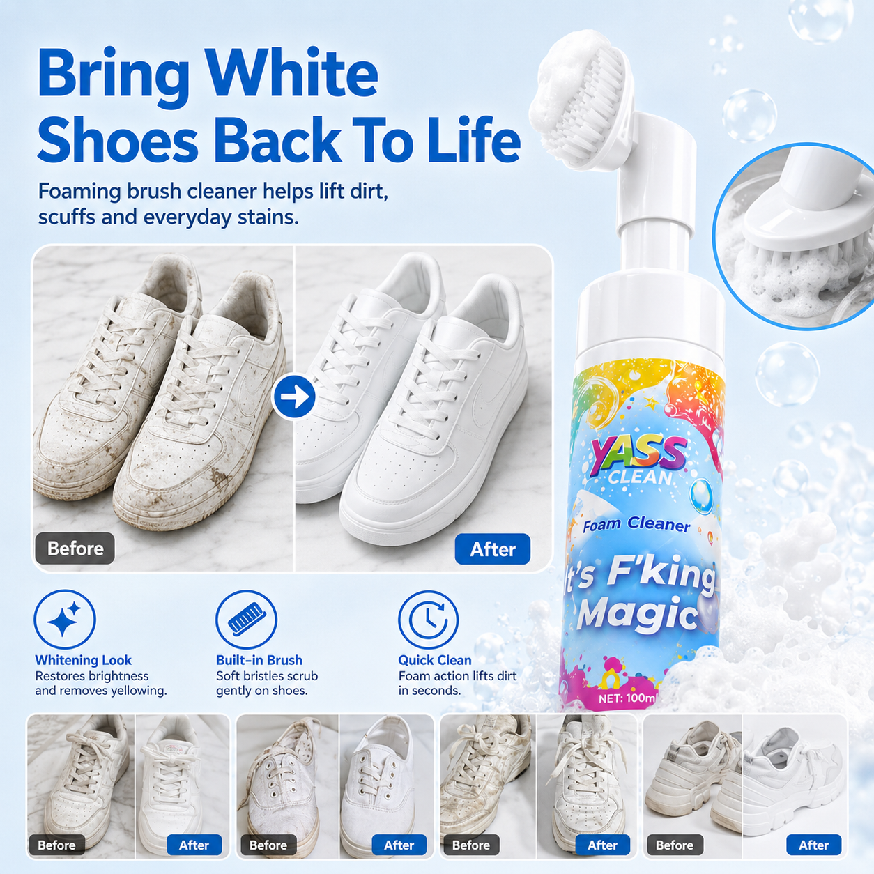 ⏳Last Day 50% OFF⏳- 🧹Clean Magic Foam Cleaner for Carpets & Upholstery – Pet Stain & Odour Remover with Cleaning Brush🧼🪄