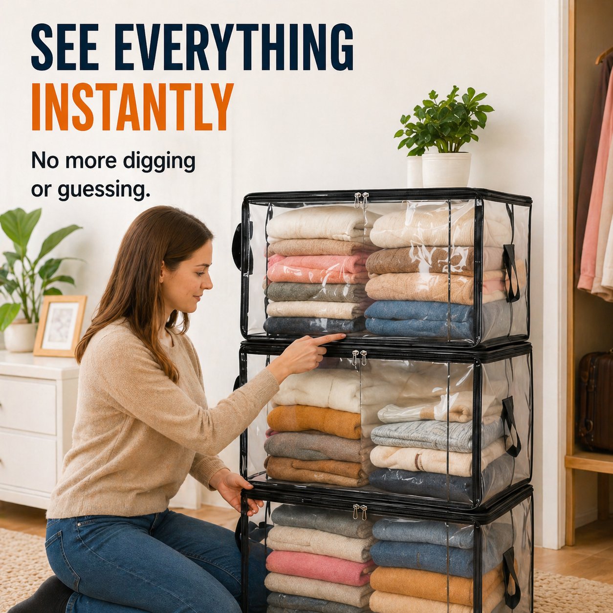 🎁💞LAST DAY 50% OFF ✨📦WYVCK®Large Heavy-Duty Thick Plastic Clear Storage
