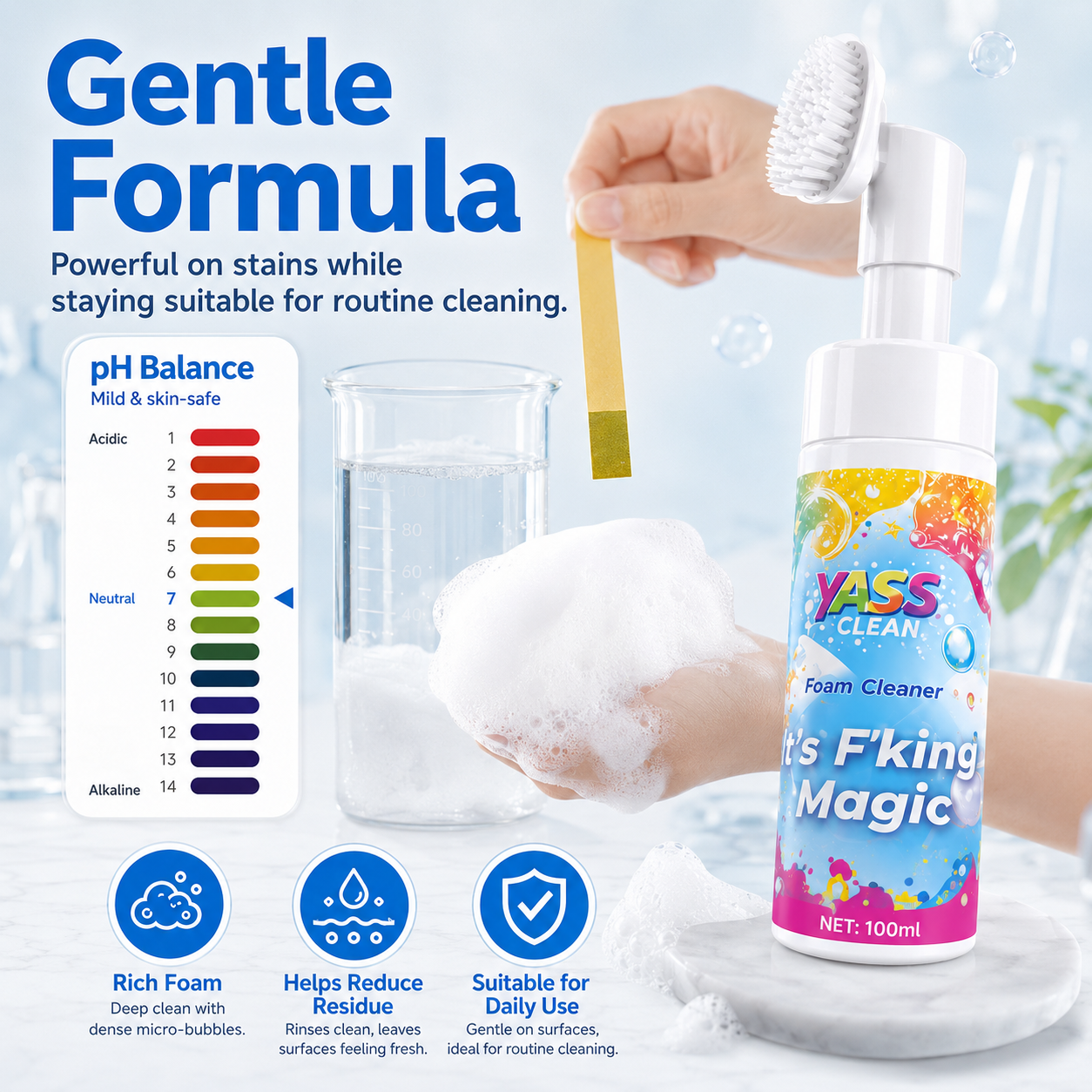 ⏳Last Day 50% OFF⏳- 🧹Clean Magic Foam Cleaner for Carpets & Upholstery – Pet Stain & Odour Remover with Cleaning Brush🧼🪄